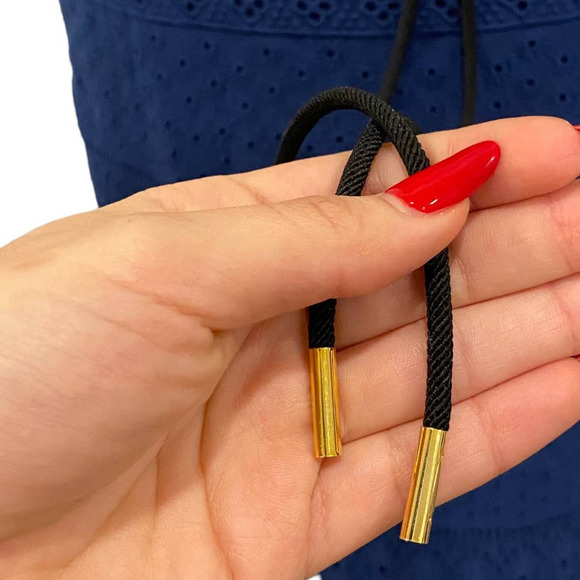 Eyelet Lace Midi/Maxi Skirt In Navy Blue By Cartolina Nantucket Cottagecore - Picture 5 of 11